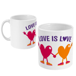 Mug with "love is love" design