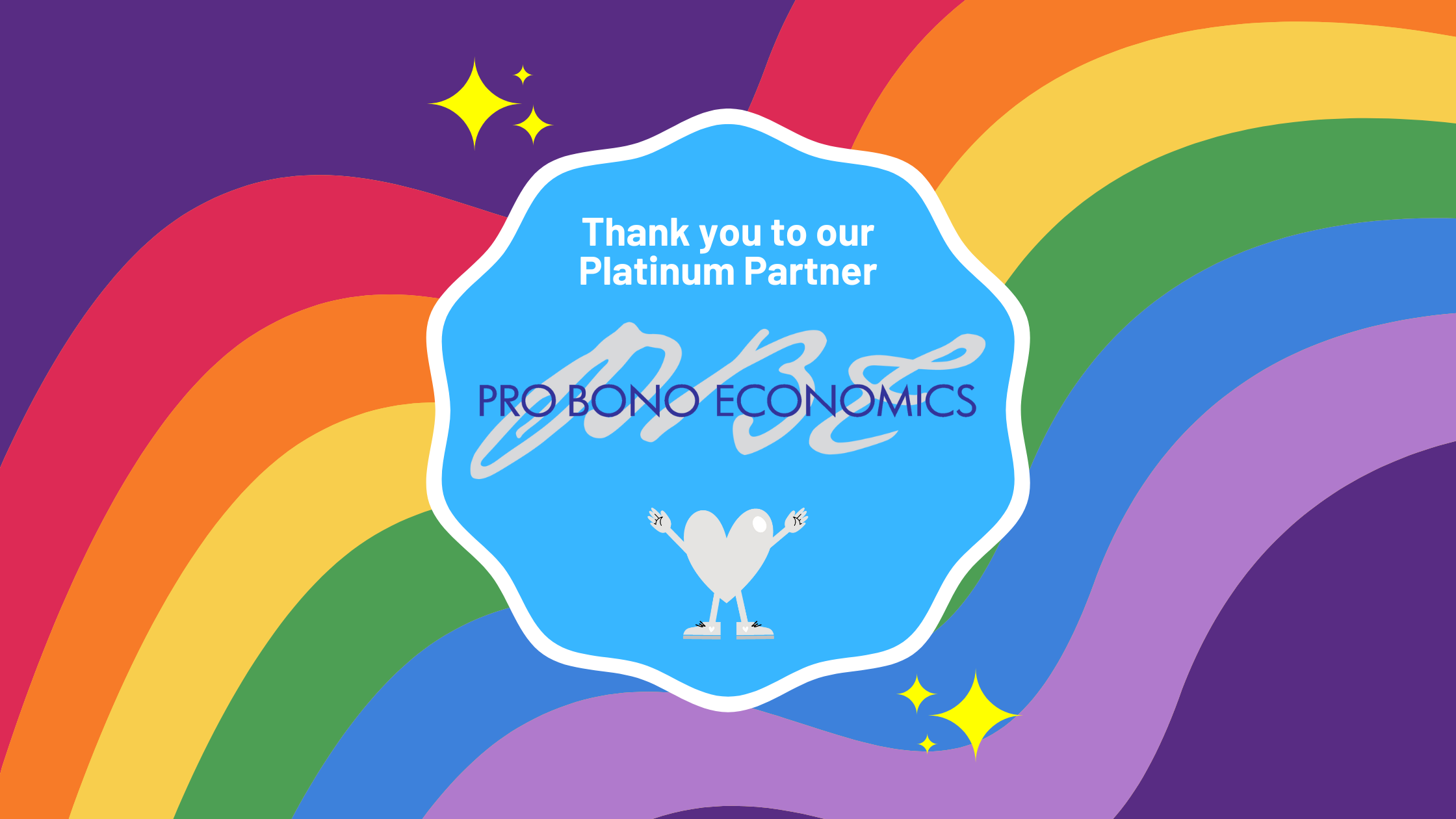 A badge saying Thank you to our Platinum Partner Pro Bono Economics